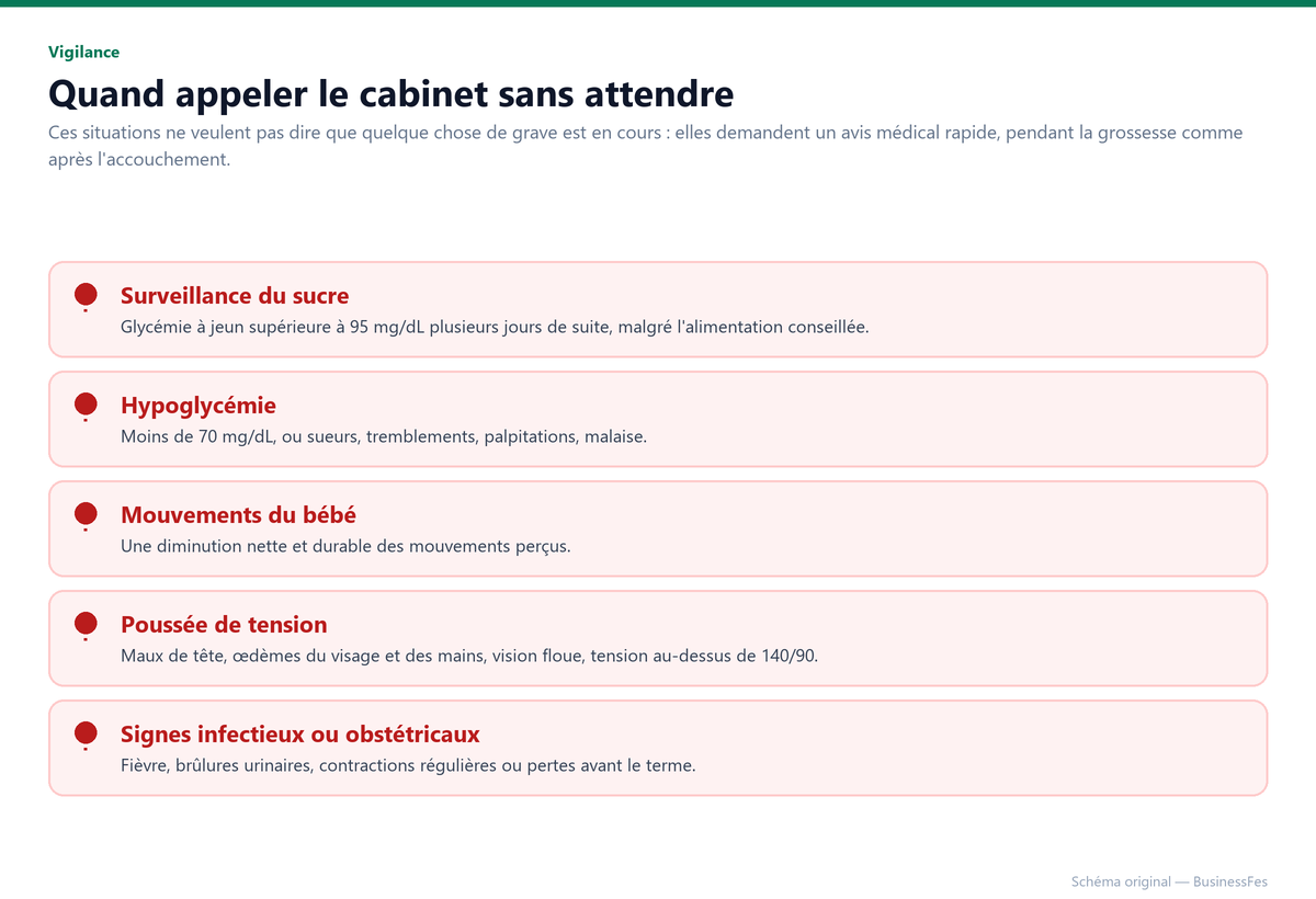 Signes qui doivent faire appeler pendant une grossesse diabétique